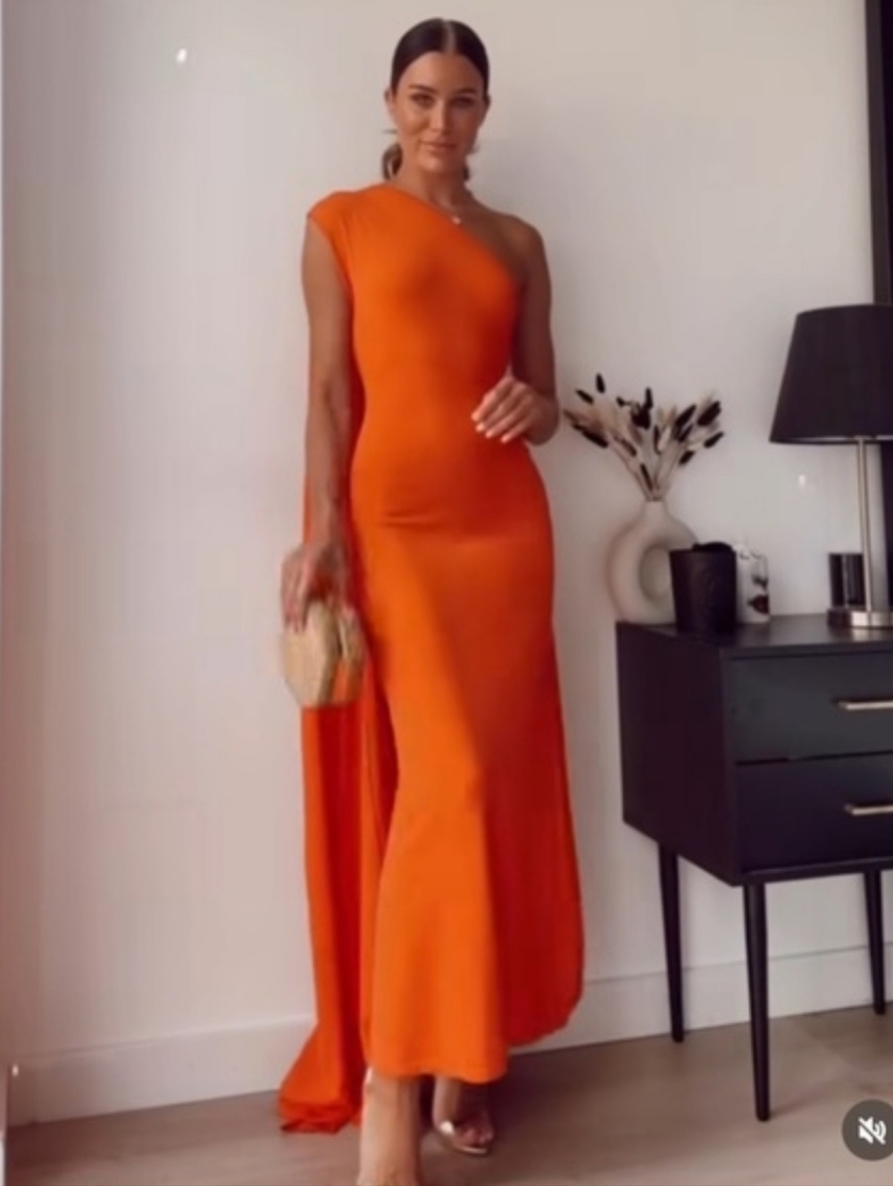ZARA LONG KNIT CAPE DRESS ORANGE SIZE M - Picture 8 of 15
